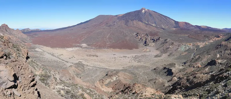 The volcanic cone of Mount Teide rising above the Las Cañadas caldera in Tenerife