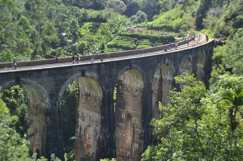 The Nine Arch Bridge among jungle and tea hills near Ella