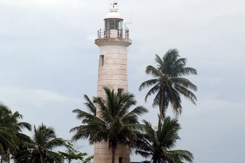 The white lighthouse at the tip of Galle Fort