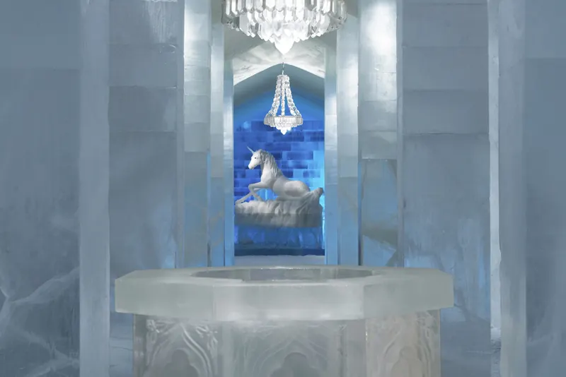 The main hall of the Icehotel