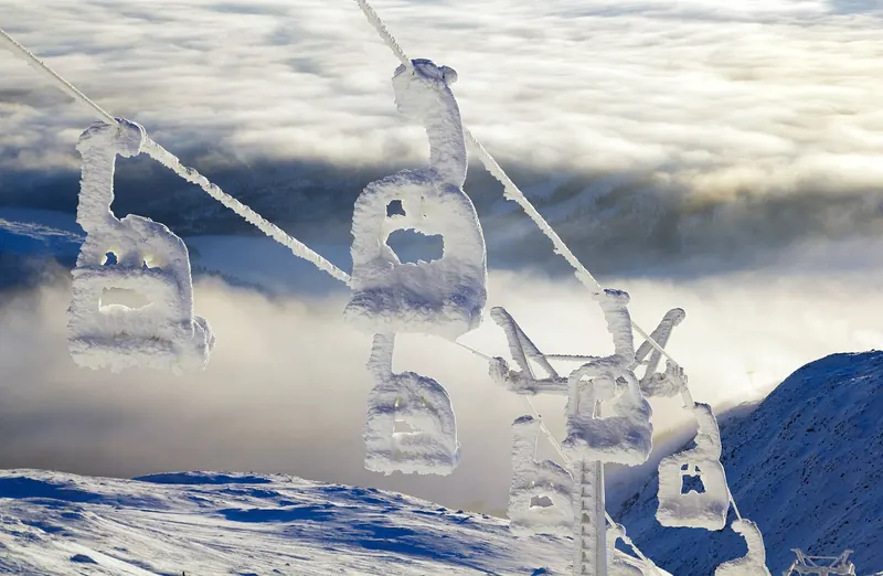 A ski lift on snowy Areskutan mountain