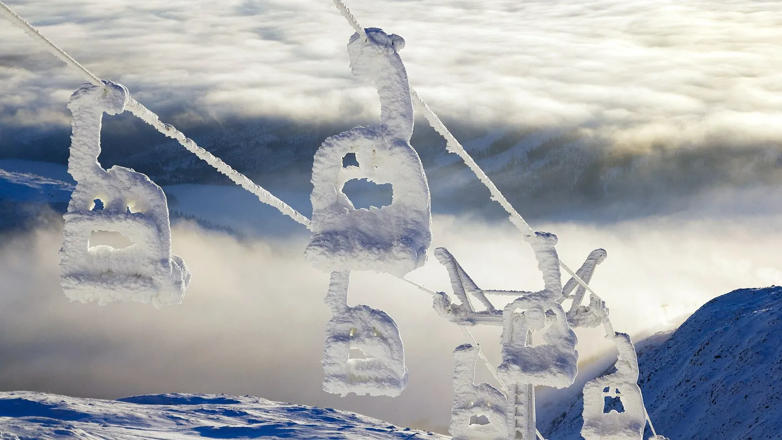 A ski lift on snowy Areskutan mountain