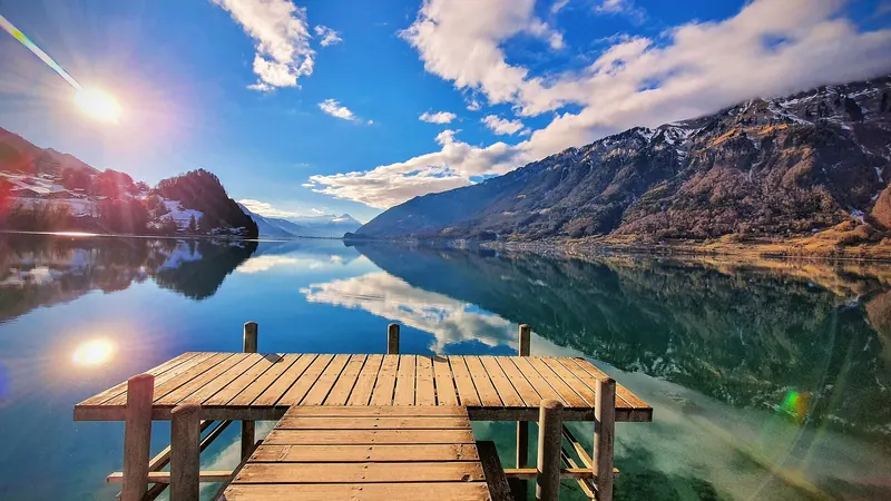 The village of Iseltwald on the turquoise Lake Brienz