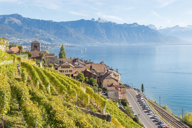 The village of Saint-Saphorin among Lavaux vineyards, above Lake Geneva