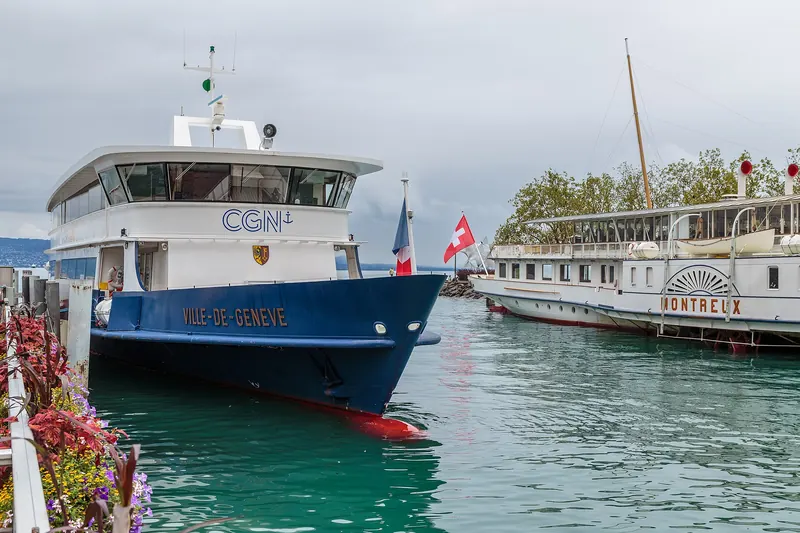 Paddle steamers at the Ouchy harbour in Lausanne