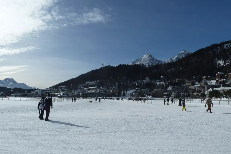 Lake St. Moritz with the resort town on its hillside