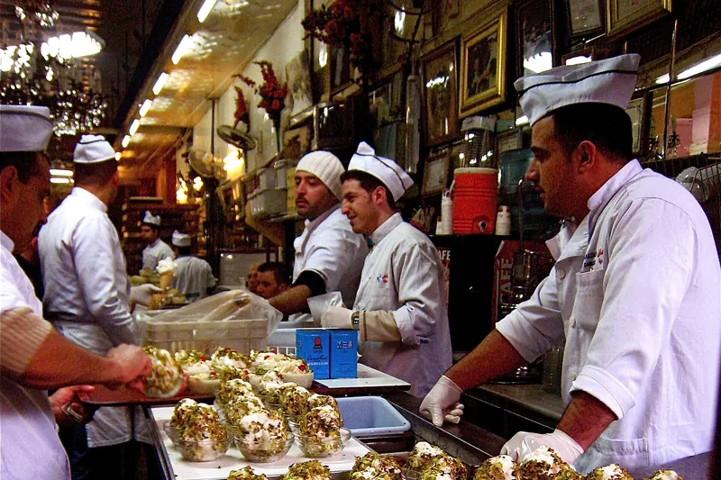 The Bakdash ice-cream shop in the old souk in Damascus