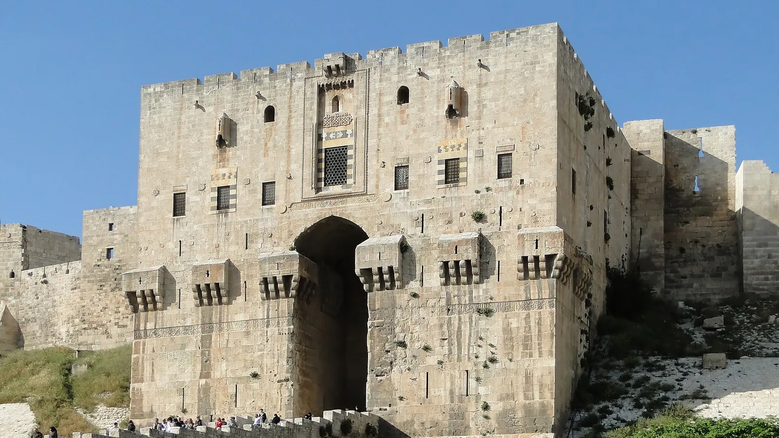 The fortified inner gate of the Aleppo Citadel, photographed in 2010, before the war