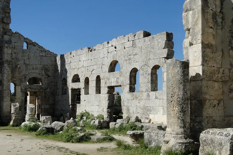The ruins of the church of Saint Simeon Stylites, photographed in 2010, before the war