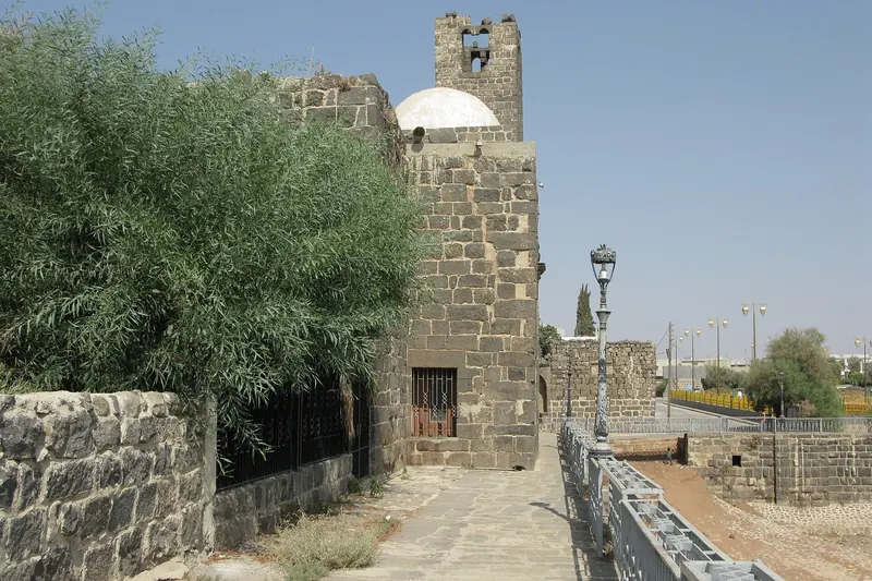 The basalt walls of the citadel of Bosra, photographed in 2008