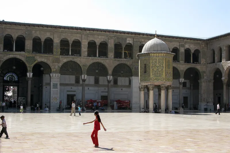 The courtyard of the Umayyad Mosque in Damascus, photographed in 2008, before the war