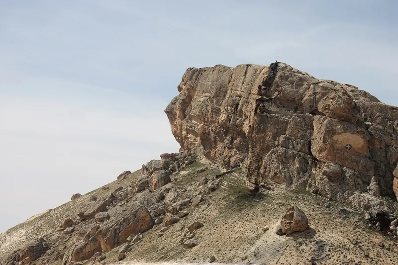 Houses and monasteries built against the rock cliffs of Maaloula, photographed in 2010, before the war