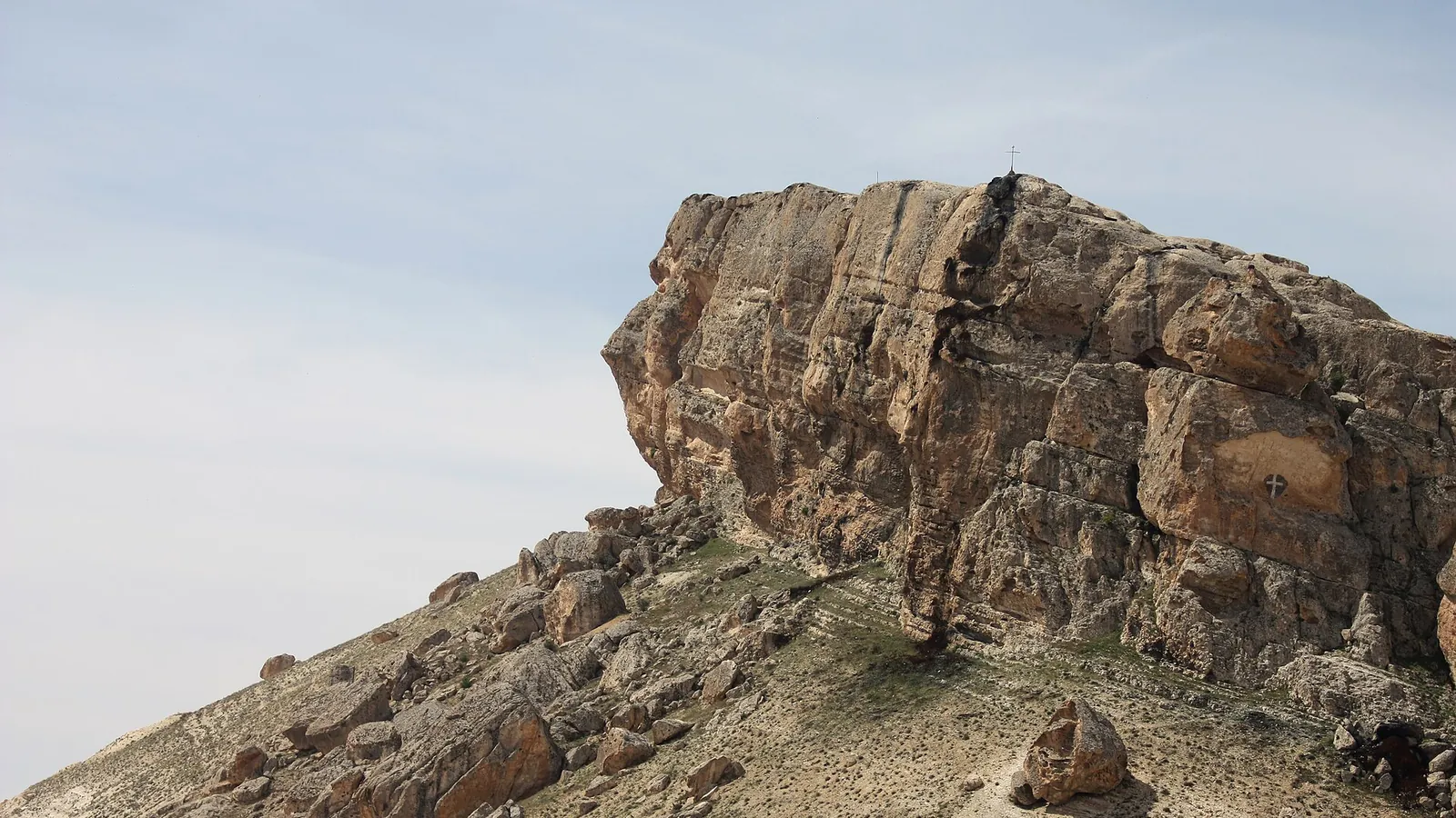 Houses and monasteries built against the rock cliffs of Maaloula, photographed in 2010, before the war