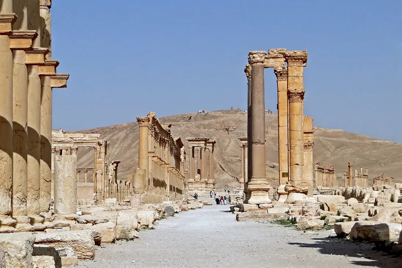 The Great Colonnade of Palmyra, photographed in 2010, before the war