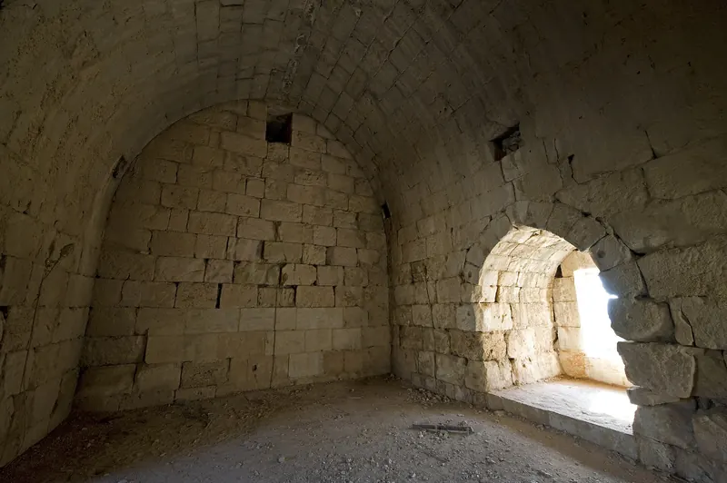 A vaulted hall inside Saladin's Castle, photographed in 2008