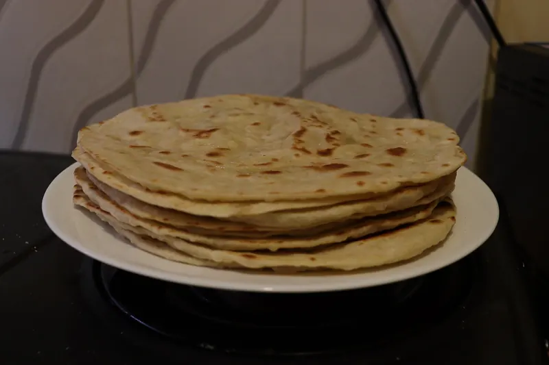 Soft folded chapati flatbread