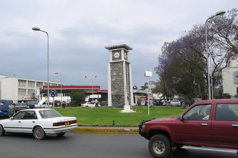 The clock tower at the centre of Arusha