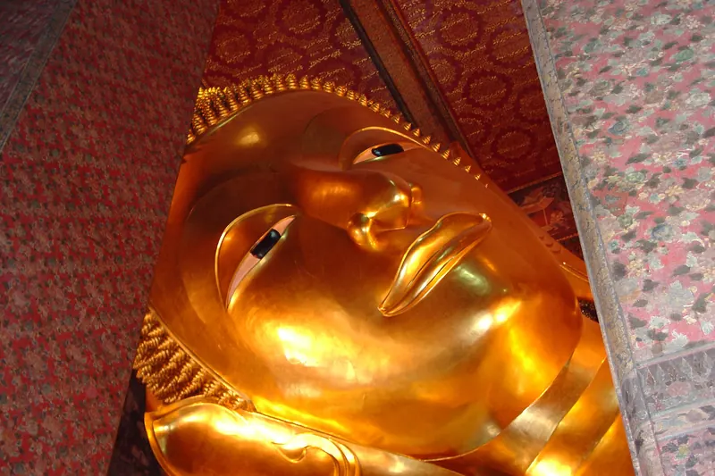 The giant reclining Buddha statue at Wat Pho in Bangkok