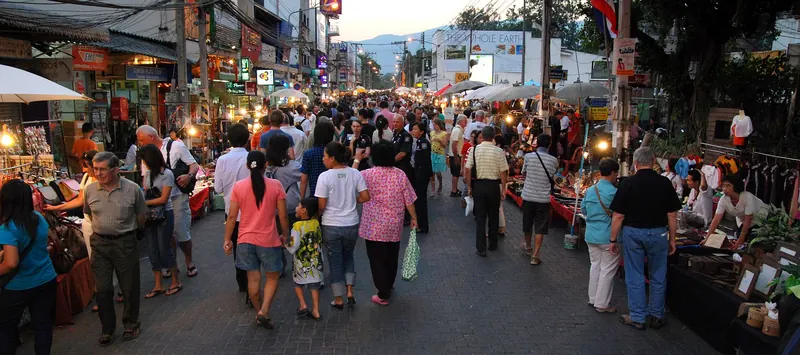 Stalls along Chiang Mai's Sunday Walking Street night market
