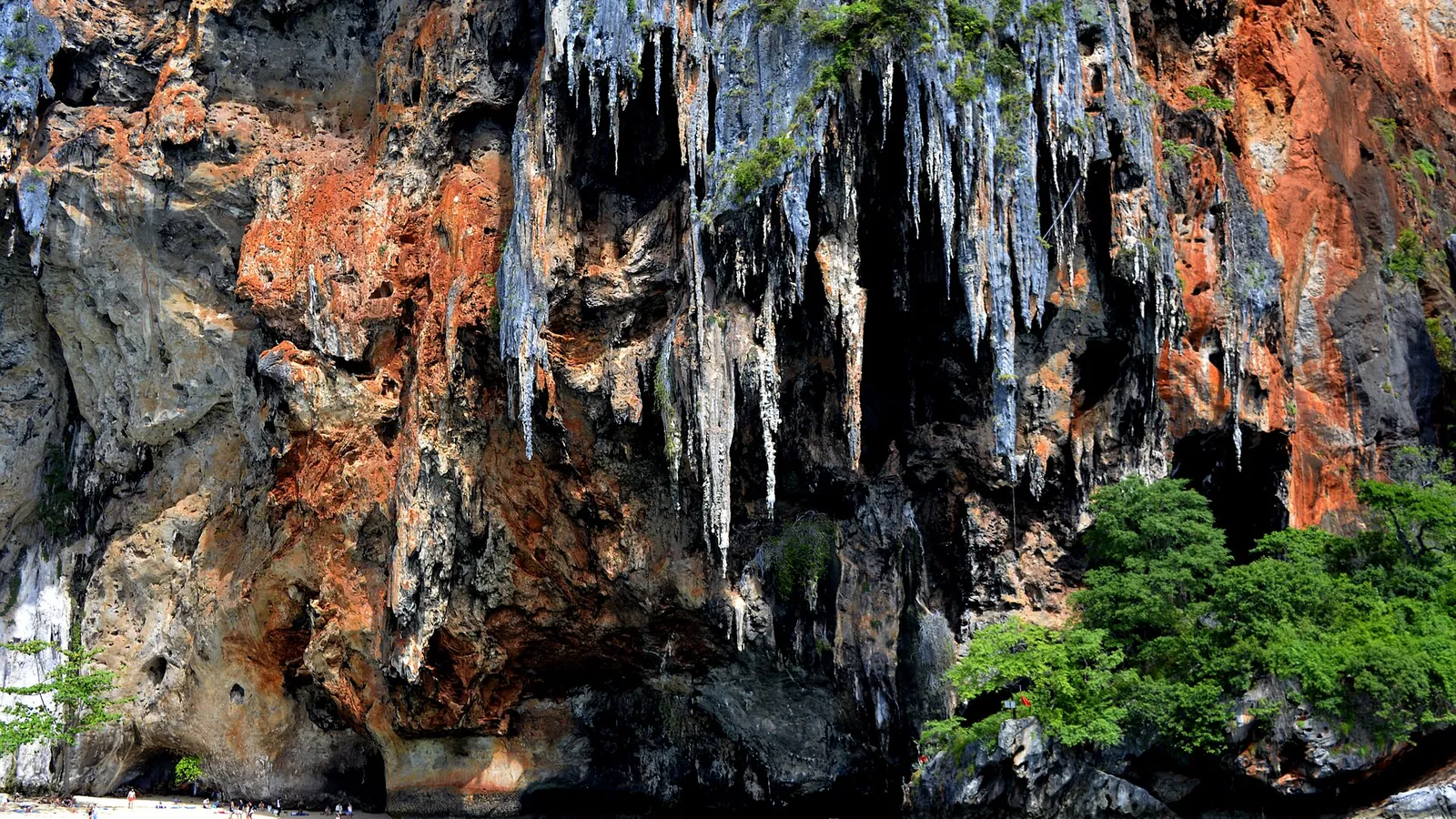 Railay Beach's limestone cliffs rising from the turquoise water