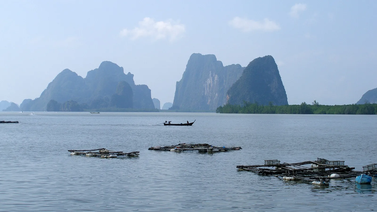 Limestone karst islands rising from the Andaman Sea near Phuket