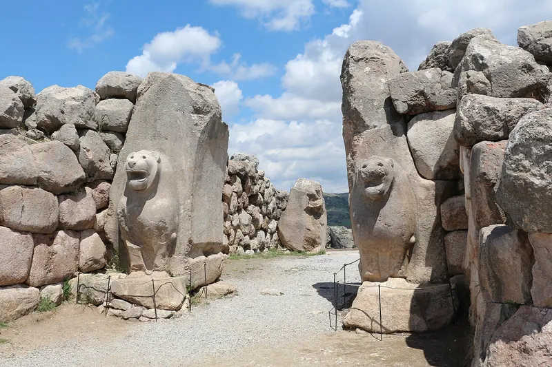 The Lion Gate in the walls of the Hittite capital Hattusa