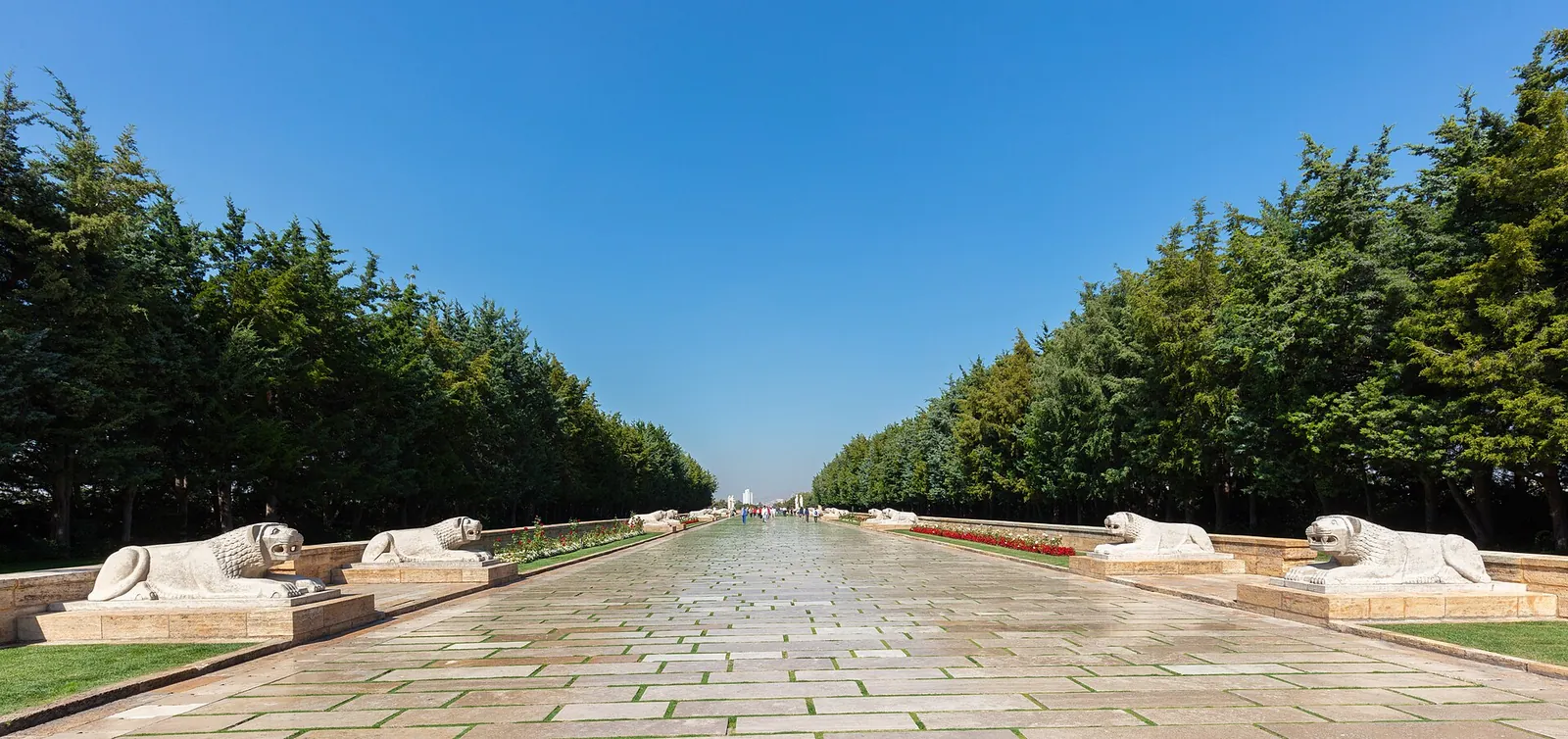 The colonnaded hall of Anıtkabir, Atatürk's mausoleum, above its ceremonial plaza in Ankara