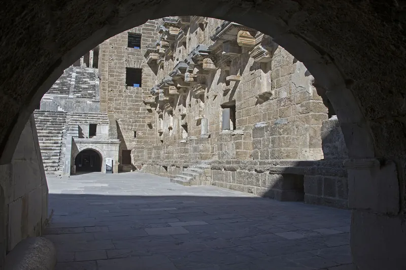 The intact Roman theatre at Aspendos