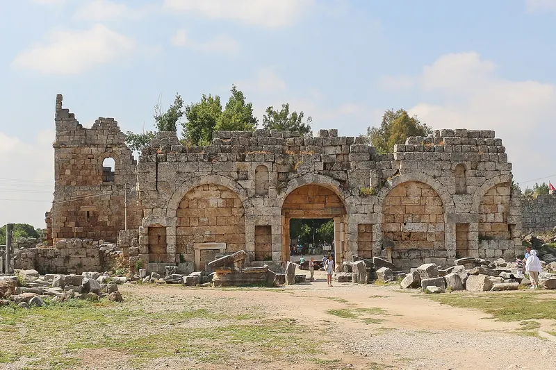 The Roman gate and colonnaded street at Perge