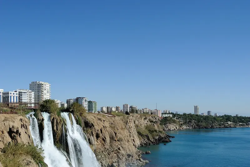The Lower Düden waterfall dropping into the sea