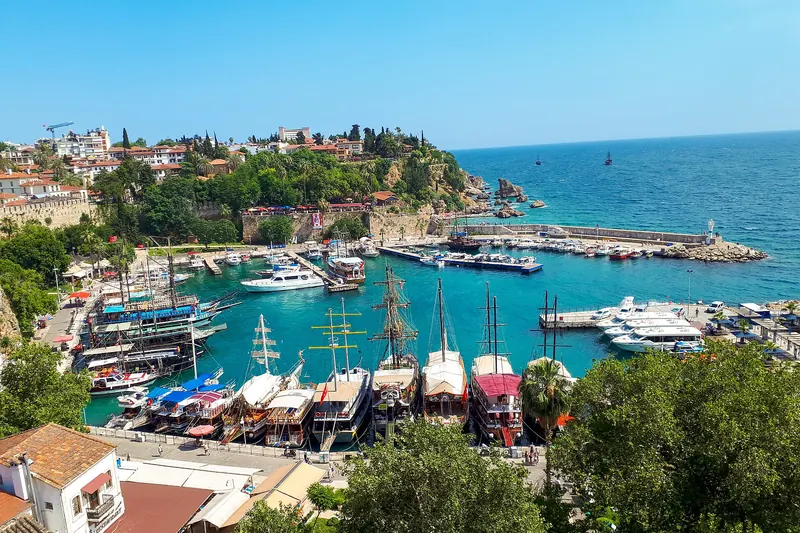 The harbour and Ottoman houses of the walled Kaleiçi quarter in Antalya