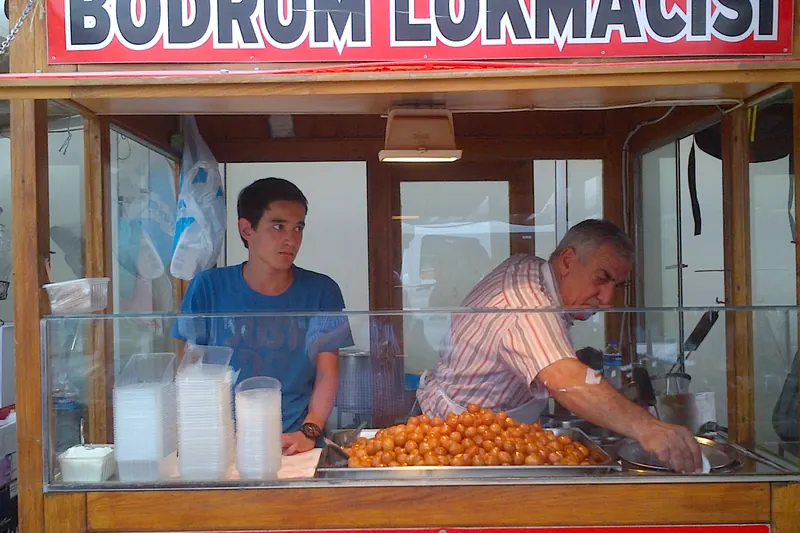 Lokma — fried dough balls in syrup, a Bodrum street sweet