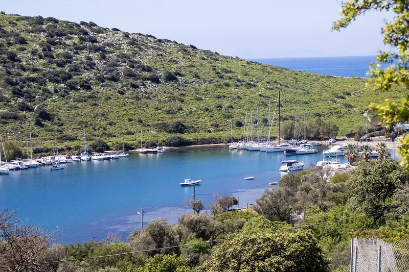 The shallow bay at Gümüşlük on the peninsula's western tip