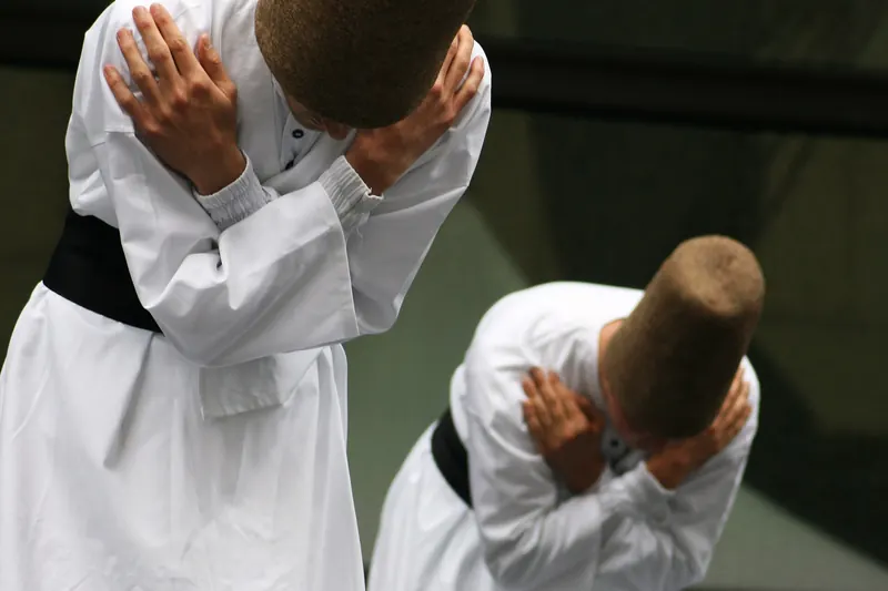 Mevlevi dervishes bowing during the sema ceremony