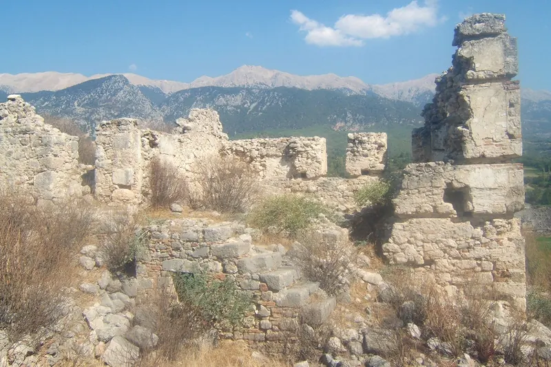 Lycian ruins on the hillside at Tlos