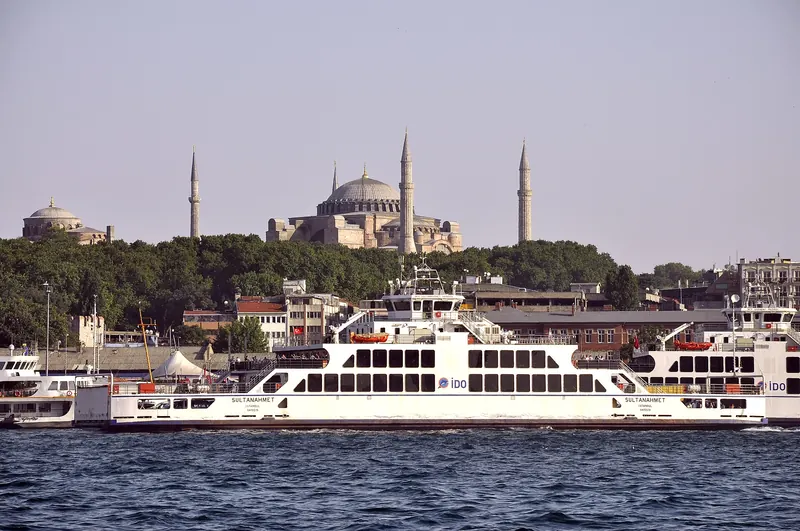 A public ferry crossing the Bosphorus