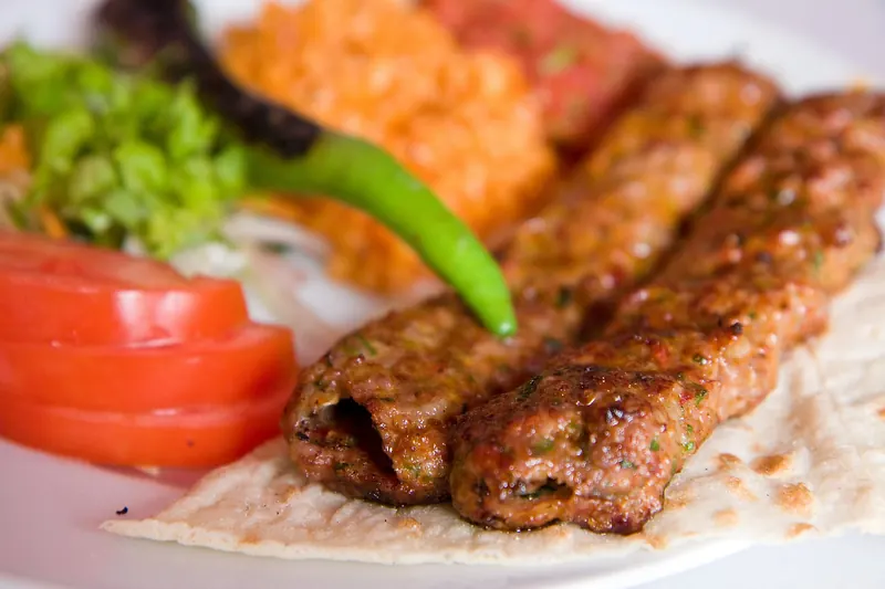 Adana kebap of hand-minced lamb with red pepper