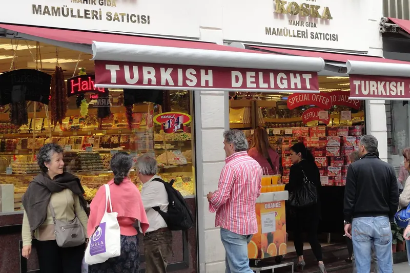 Trays of Turkish delight in an Istanbul shop
