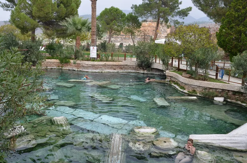 Submerged marble columns in the thermal Antique Pool
