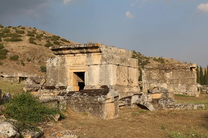 Tombs stretching along the ridge in the Hierapolis necropolis