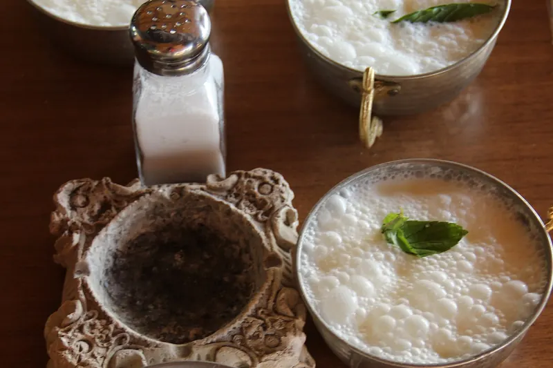 A glass of ayran, the salted yoghurt drink