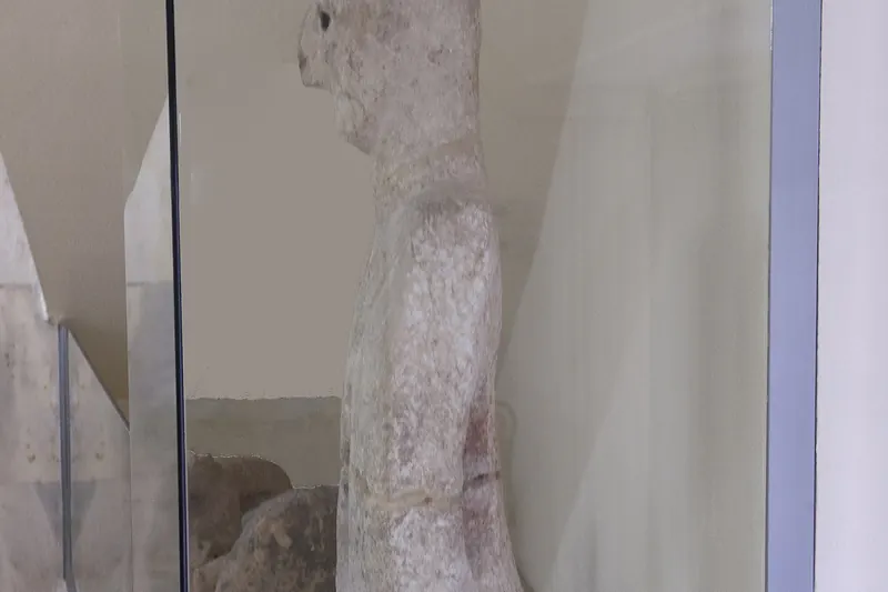 The Urfa Man, the oldest known life-size human statue, in the Şanlıurfa museum