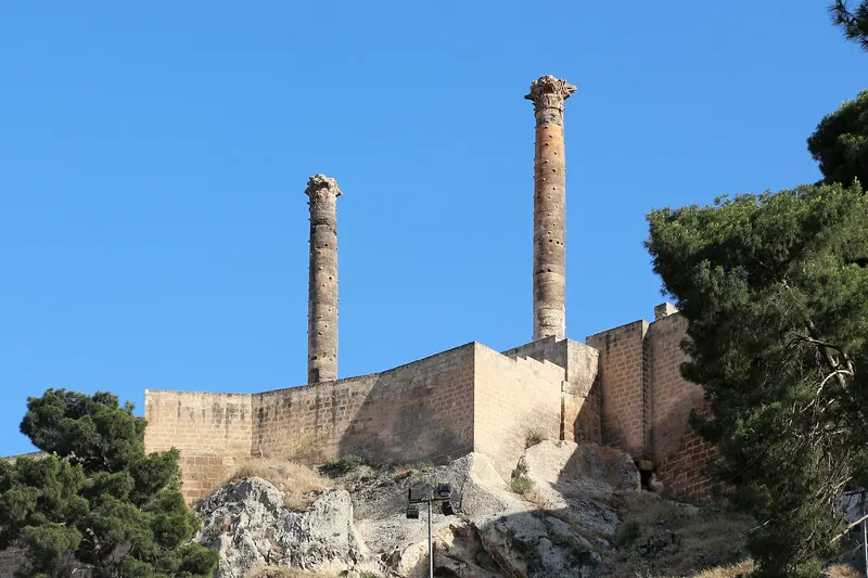 The fortress and standing columns of Urfa Castle