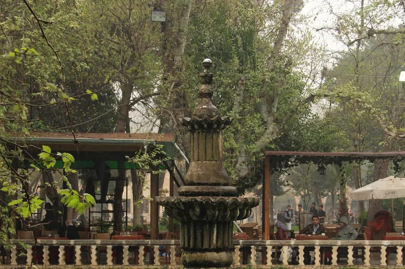 The gardens and pools of Balıklıgöl in the evening