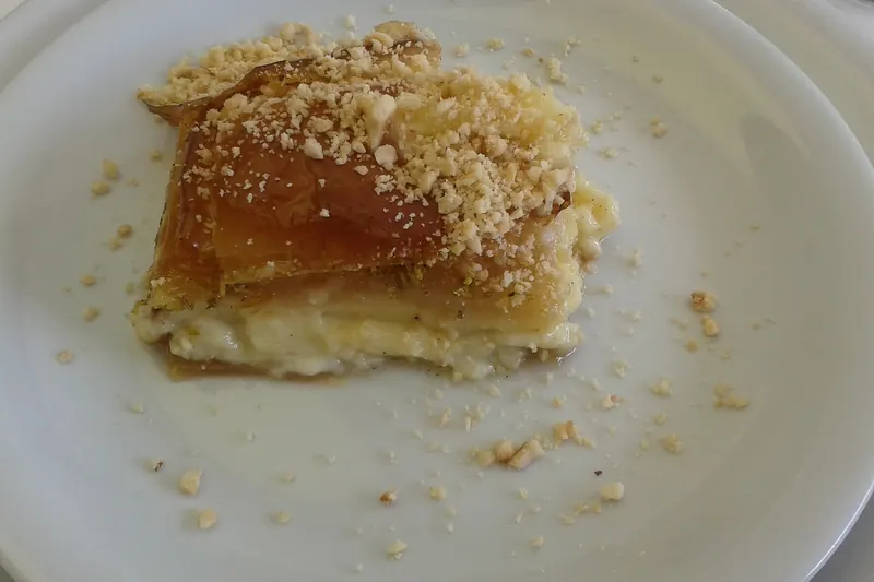 Laz böreği, thin pastry layered with set custard