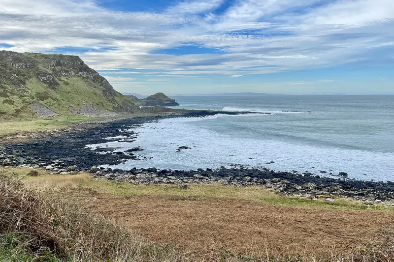 Close-up of the hexagonal basalt columns at the Giant's Causeway