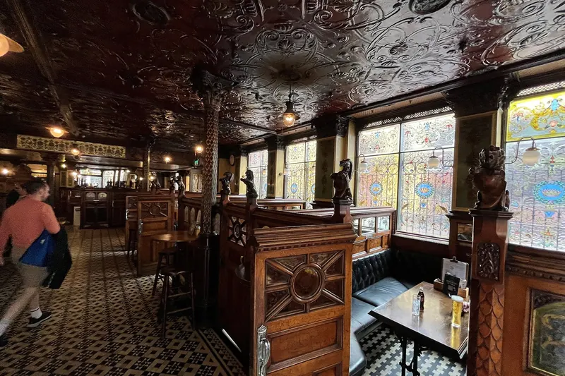 The ornate Victorian interior of the Crown Liquor Saloon