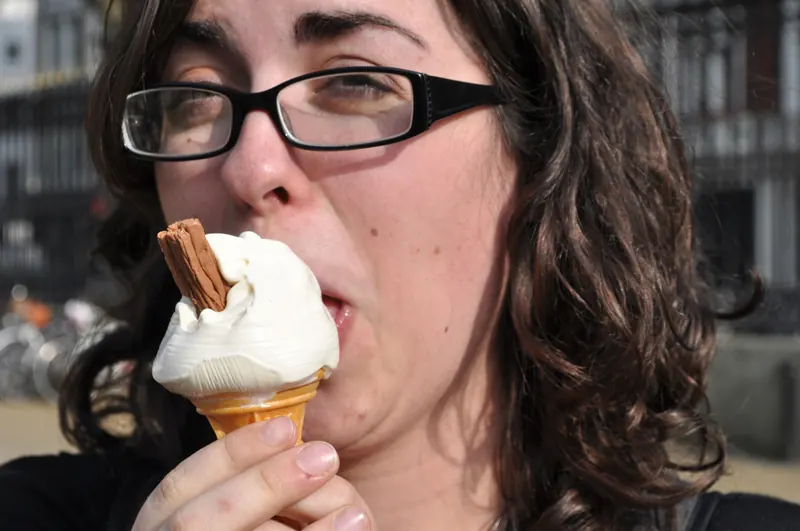 A scoop of Cornish clotted cream ice cream