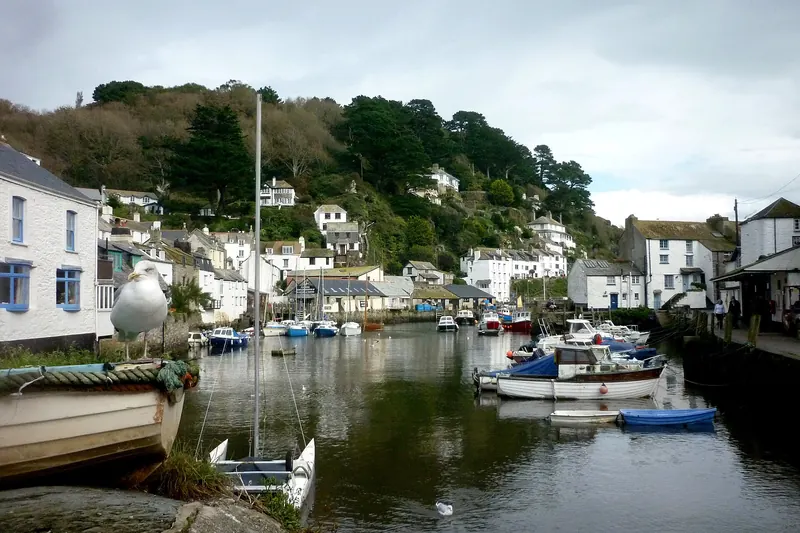 Fishing boats in the small harbour at Polperro