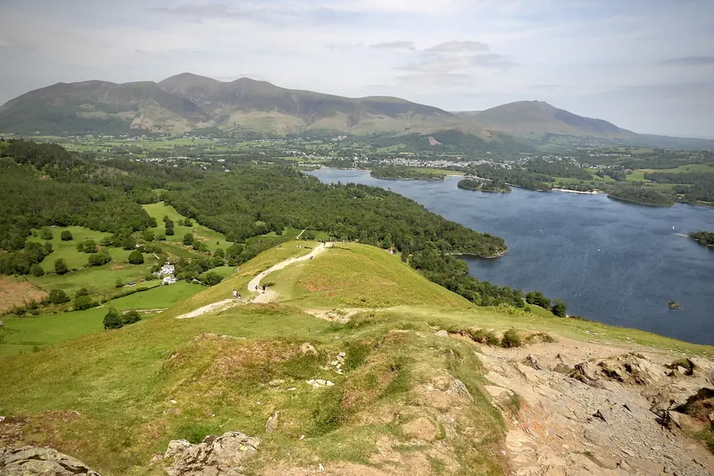 Derwentwater and the fells around Keswick seen from the Cat Bells ridge